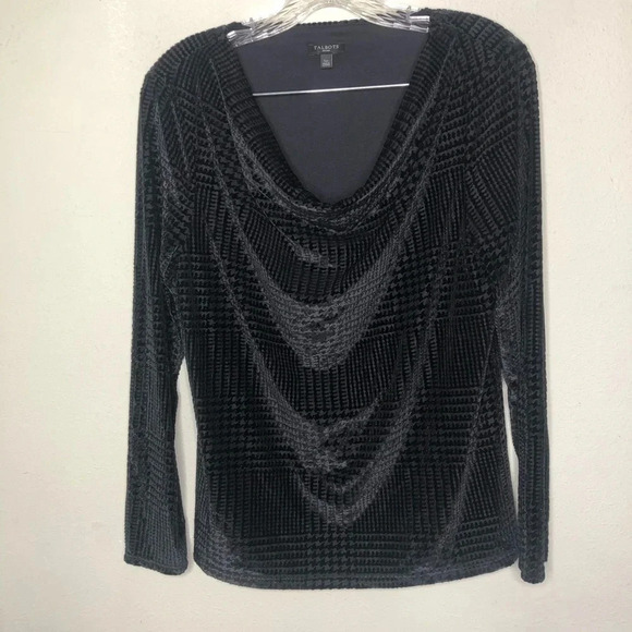 Talbots Burnout Velvet Cowl Neck Blouse Large Petite - Picture 1 of 6